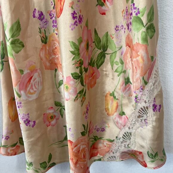 Cabernet Nightgown Women's Petite Small Satin Sleeveless Long Pink Floral Print - Picture 3 of 7